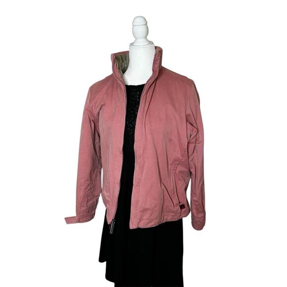Woolrich Women’s Bomber Jacket Size‎ M Pink Fleece Lined Foldable Hood - Picture 1 of 8